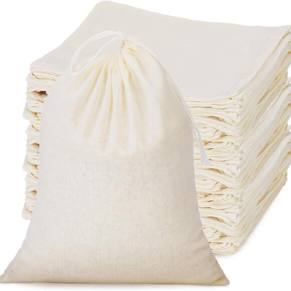 50 Pieces 4 x 6 Inches Muslin Cotton Drawstring Bags Canvas Linen Sachet Bag Reu - Picture 1 of 6